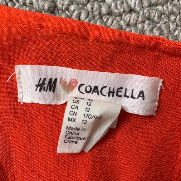 H&M X Coachella Womens Dress Size 12‎ Red Orange Sleeveless Mini Elastic Waist - Picture 8 of 11